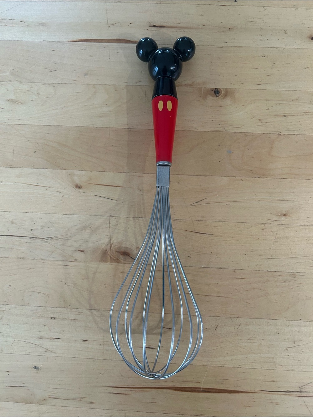 Disney Mickey Mouse Whisk Red Black Yellow 11” Kitchen Utensil Vintage Souvenier